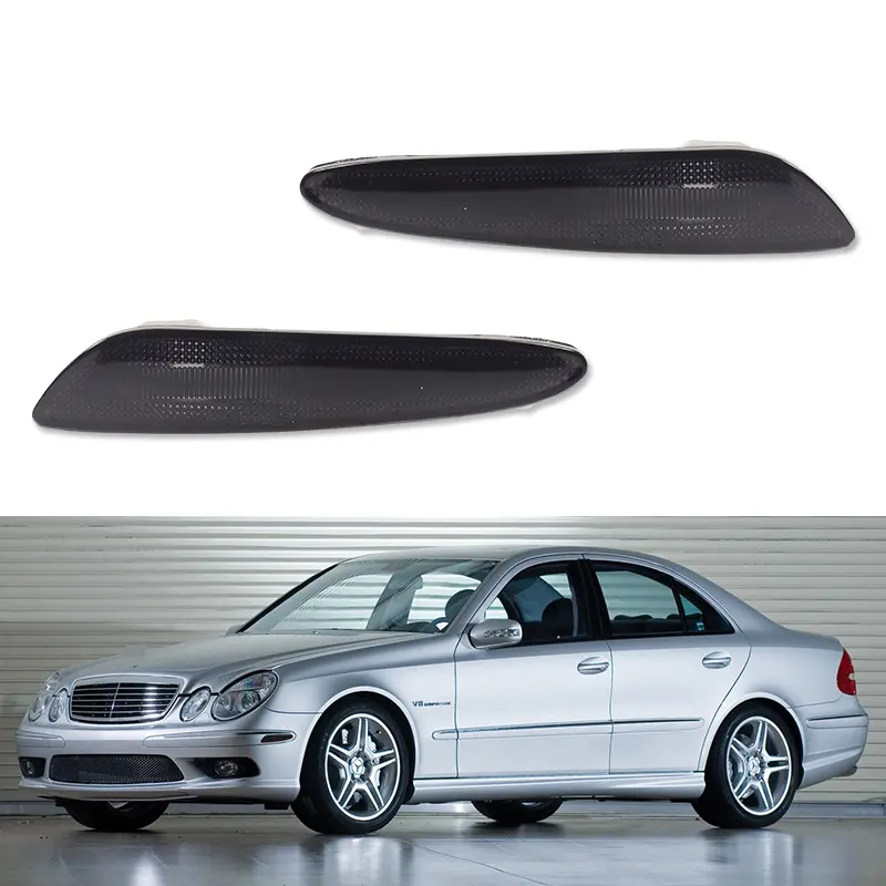 2pcs Smoked Lens Front Bumper Side Marker lamps Lights For 2003 2004 2005 2006 Mercedes W211 E-Class,Replace OEM A211 8200221, 211 820 01 21, 211 820 02 21