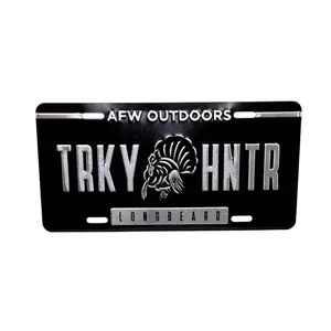 Black Embossed Turkey Hunter License Plate