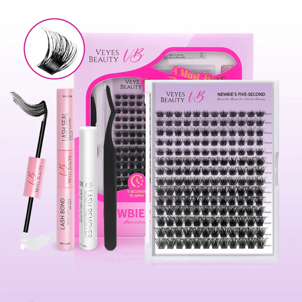 Veyesbeauty VB-Siren Cluster Lashes Individual Lash Extensions Layered Wispy Faux Mink Lash Newbie's Five-Second DIY Mixed Length for Self Application Makeup at Home Cosmetic Eyelashes Extensions