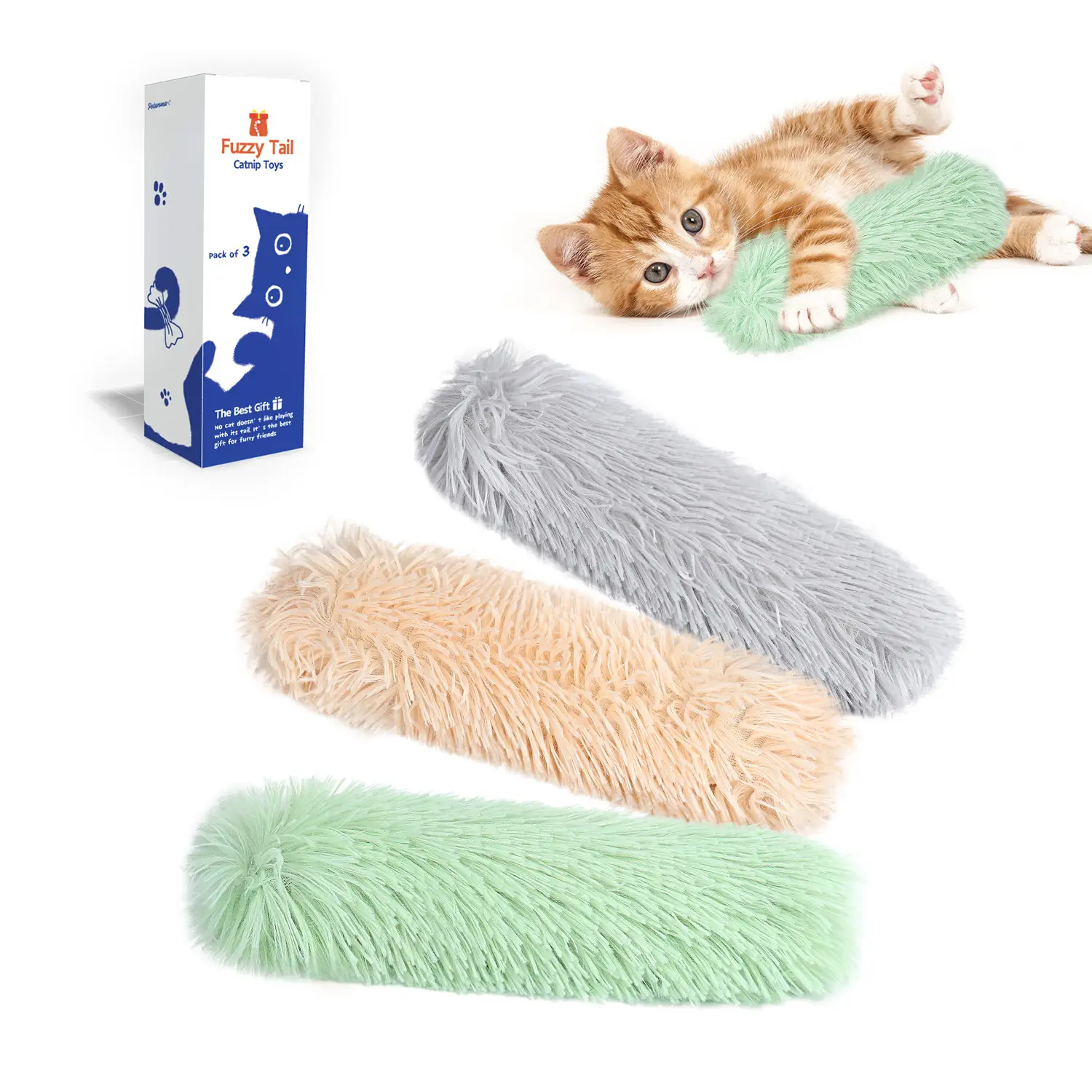 Potaroma Cat Toys Cat Pillows, 3 Pack Soft Durable Crinkle Sound Interactive Cat Kicker Toys, Indoor Cat Kitten Exercise Play Toys