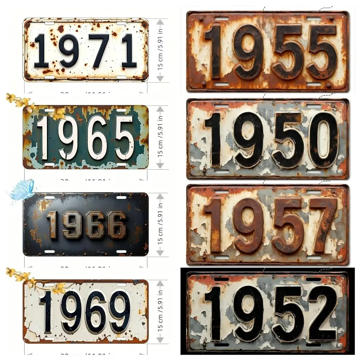 Retro 2D Flat 1950-1980 Automotive Aluminum Front Plate - 15cm (5.91in) Polished Collectible Tag, Fade-Resistant Easy-Install Home Decor Plaque Auto Accessory