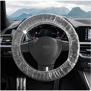 100 count Disposable  Steering Wheel Covers, Transparent  Protector with Elastic Trim, Flexible Clear Steering Wheel Protection Cover, Universal Automotive Interior Accessories
