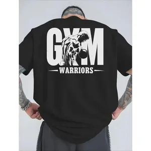 180g[100%cotton]Men's Gym Warriors T-Shirt - Vintage Muscle Bodybuilding Graphic Tee - Workout Fitness Motivation Short Sleeve Shirt for Gym Rats, Strength Training & Streetwear - Athletic Fit Casual Gym Top for Men