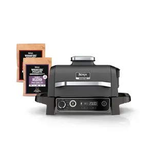 Ninja OG701 Woodfire Outdoor Grill & Smoker 7-in-1 Master Grill BBQ Smoker and Air Fryer with Woodfire Technology