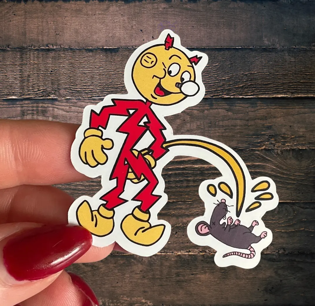 Reddy Peeing on Rat Sticker, LINEMAN Hard Hat Sticker, Blue Collar Stickers, Gift for Electrician, Funny Gift, Decals for Hard Hat- Toolboxes- Helmet- Bin Doors.