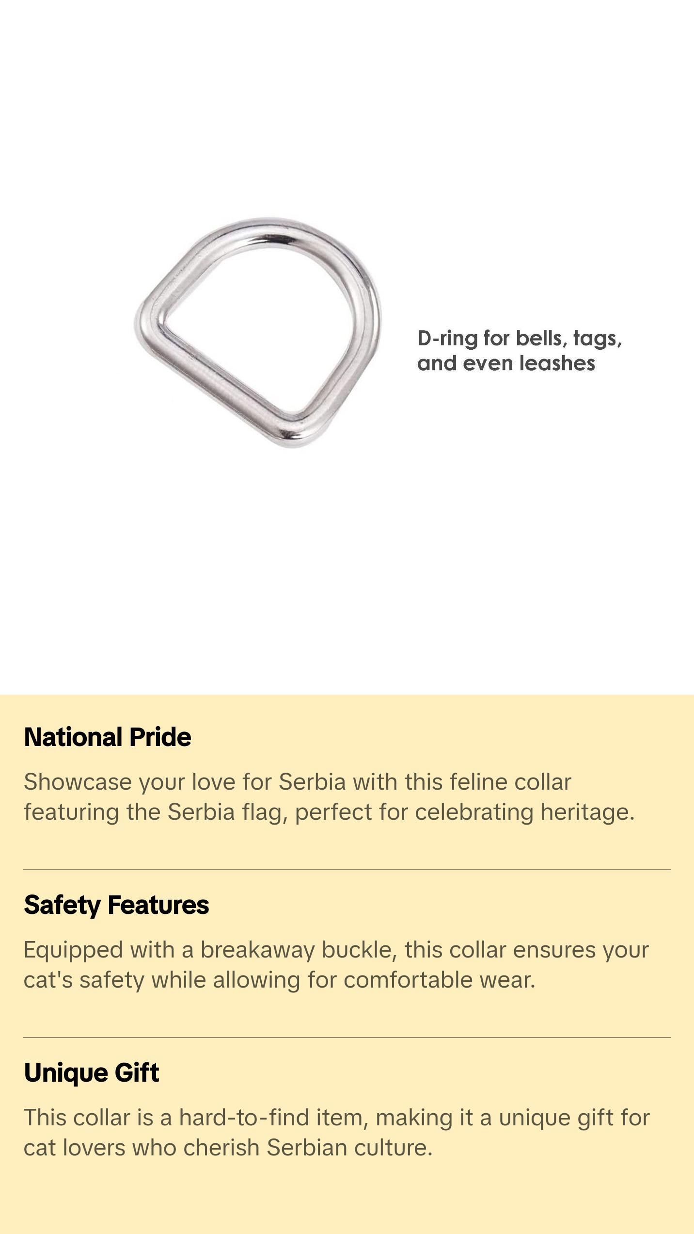 Cat Collar with Serbia Flag | Great For National Holidays, Festivals, Parades, Sporting Events, Pride Events