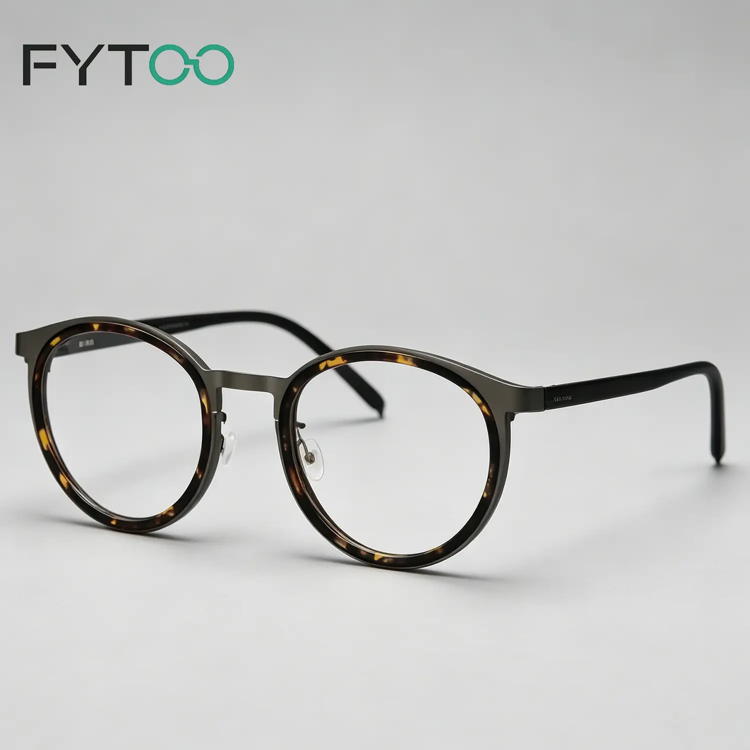 FYTOO Classic Round Circle Titanium Glasses Frame, Ultra Lightweight Metal Retro Daily Office Fashion Eyeglasses 1348