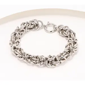 Silver Style Textured Byzantine Bracelet, Sterling, 23g