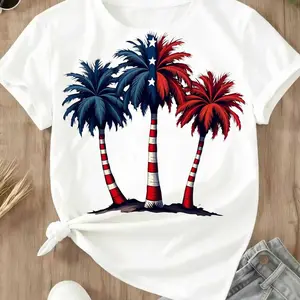 "American Flag Palm Tree" T-Shirt, Patriotic Graphic Tee, Unisex Summer Beach Top, 4th Of July Gift, Casual Streetwear #SummerSale #MemorialDay #4thOfJuly