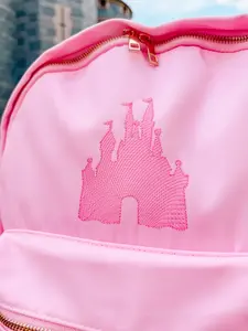 Castle Embroidered Backpack - High-Quality Fabric with Decorative Embroidery, Ideal for Everyday Use