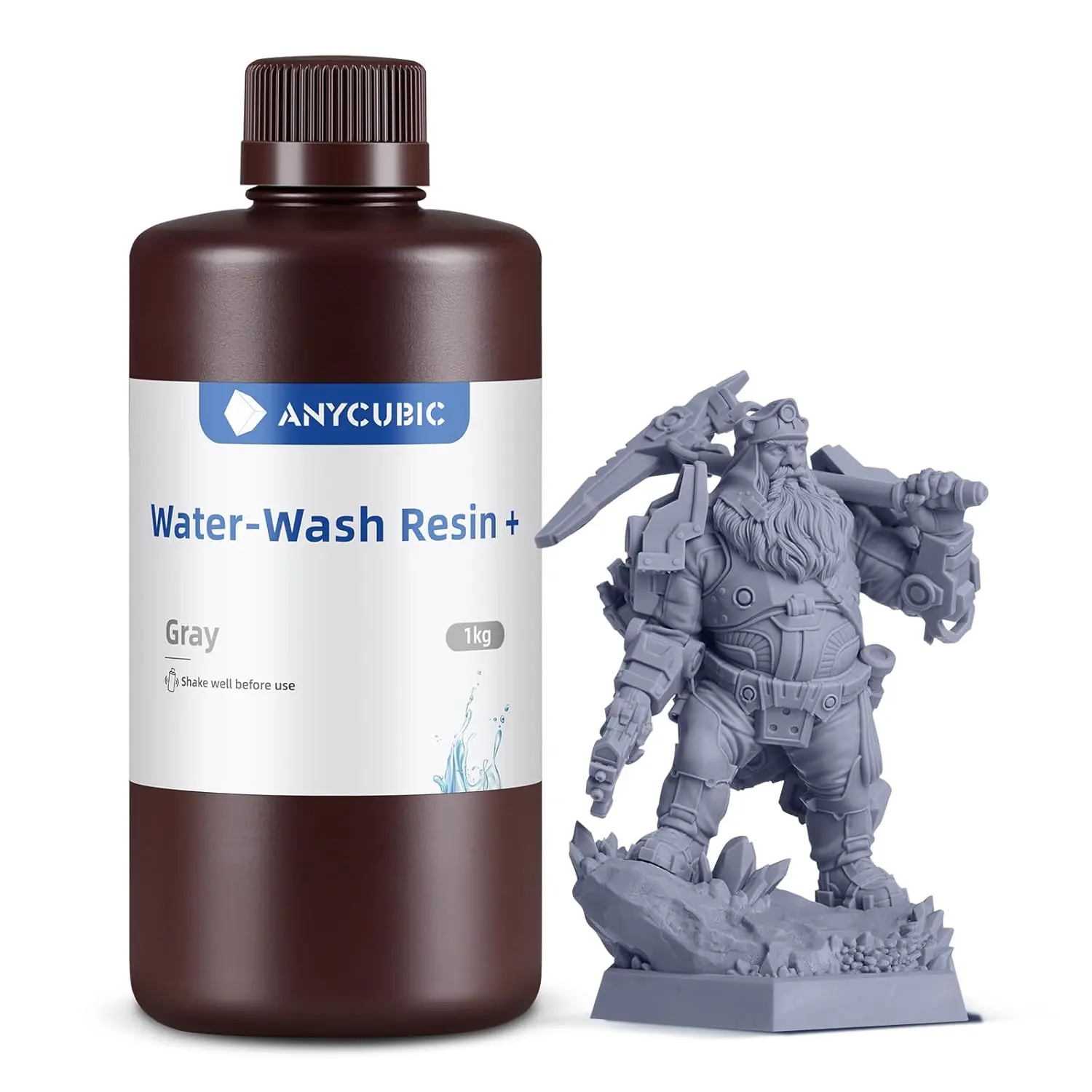 Upgraded Water Washable 3D Printer Resin, 405nm High Precision 3D Resin, Low Shrinkage Photopolymer Resin for 4K/8K/12K Capable LCD DLP Resin 3D Printer Printing (Grey, 1000g)