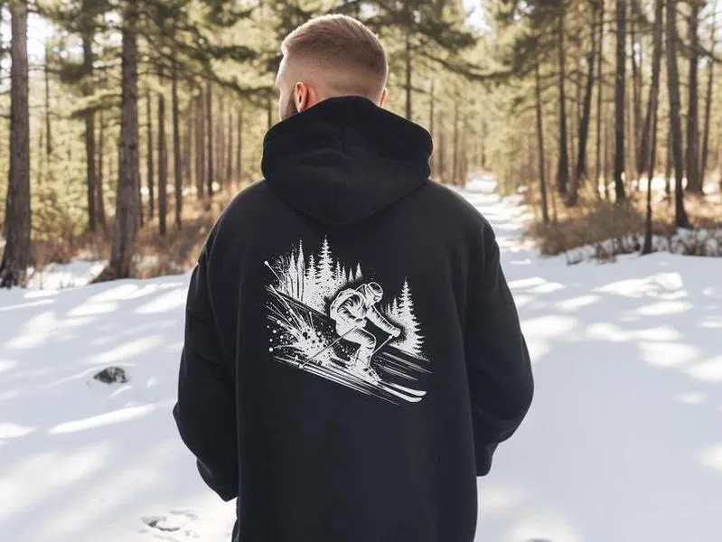Unisex Skiing Hoodie, Ski Hood Sweatshirt, Skiing Sweater, Skiing Graphic Hoodie, Winter Clothing, Skii Gift for Him Her