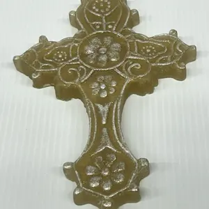 E&JCreations Elegant Floral Cross Design Decorative Wall Hanging for Home Decor Gold Tone Cross with Intricate Floral Patterns