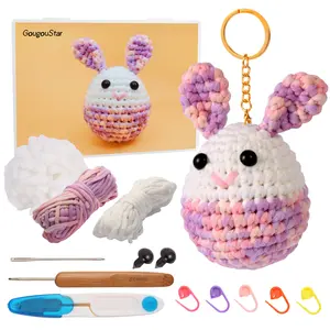 GougouStar Crochet Kit for Beginners - Amigurumi Animal Bunny Crochet Kits - Knitting Kit with Step-by-Step Video Tutorials and Crochet Accessories - Beginner Crochet Kit for Adults, Kids