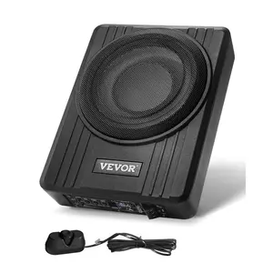 Summervibes VEVOR 10 300W Underseat Car Subwoofer, Slim Powered Car Subwoofers Under the Seat, Low Profile Audio Sub Built-in Amplifier, High/Low Level Input Volume Controller for SUVs, Car, Truck, RV