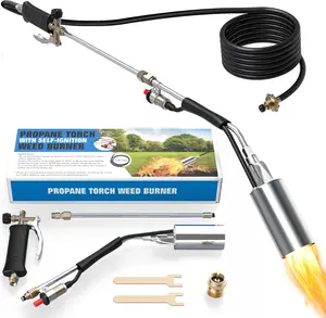Propane Torch Weed Burner Kit, Blow Torch High Output 2,400,000 BTU with Self Igniter and Turbo Trigger,Heavy Duty Flamethrower with 12.5FT Hose for Weeding,Roofing,Melting Snow,Road Paint Removing