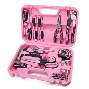 #SpringGlowUp WORKPRO 52-Count Pink Tools Set, Household Tool Kit with Storage Toolbox, Basic Tool Set for Home, Garage, Apartment, Dorm, New House, Back to School, and as a Gift - Pink Ribbon