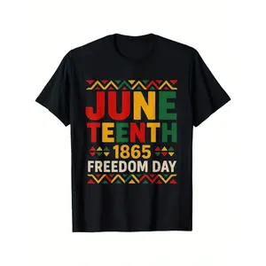 Celebrate Juneteenth 2025 African American Women Men Boys Girls T-Shirt Vibrant Juneteenth African Pride Printed Crew Neck Casual T-Shirt - 180g Fabric Weight 100% Cotton S-XXXL - Soft, Breathable, Relaxed Fit, Short Sleeve, Crew Neck Design