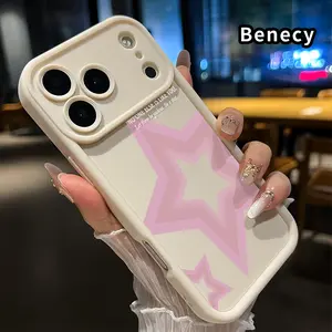 Pink five-pointed star Pattern TPU Phone Case for iPhone 17 Pro Max 17 Air Shockproof Non Slip Military-Grade Protection Silicone Cover Smartphone Casing