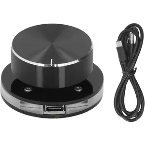 RGB USB Volume Control Knob (5x5cm) - Type-C Plug-and-Play Multimedia Controller, RGB Lighting, Customizable Shortcut Keys for PC Laptop Speaker Audio Fine Adjustment
