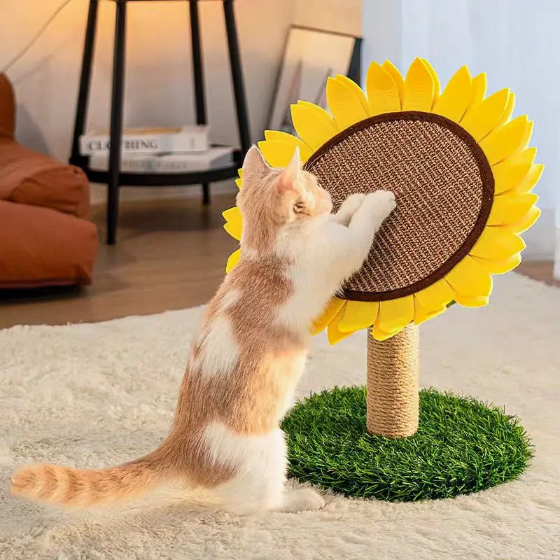 Sunflower-Shaped Cat Climbing Frame, Durable Scratch Post with Non-Slip Base, Ideal for Indoor Outdoor Cats, Cute Sun Pattern Design