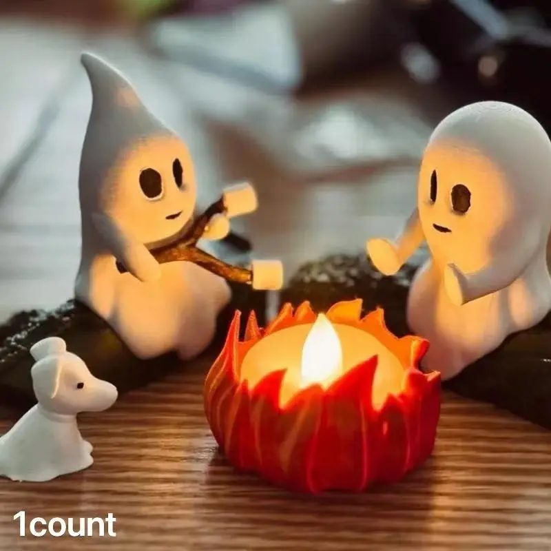 Halloween LED Ghost Fire Pit Resin Ornament, Perfect for Halloween Decorations, Durable Resin Material, Ideal for Parties and Events