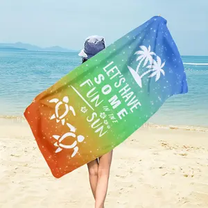 1Pc, Large Microfiber Beach Towel, Gradient Colored Summer Holiday Beach Towel Camping Travel Towels