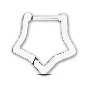 HERVAY 20G/8MM Hypoallergenic Stainless Steel Nose Ring - Silver Unique Star Shape - Rook/Helix/Daith/Septum Stud Compatible - Unisex Piercing Jewelry
