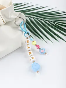 Mama Letter Beaded Keychain, Pastel Heart Flower Bead Keyring, Cute Aesthetic Bag Charm, Personalized Gift for Mom, Mother's Day Accessory