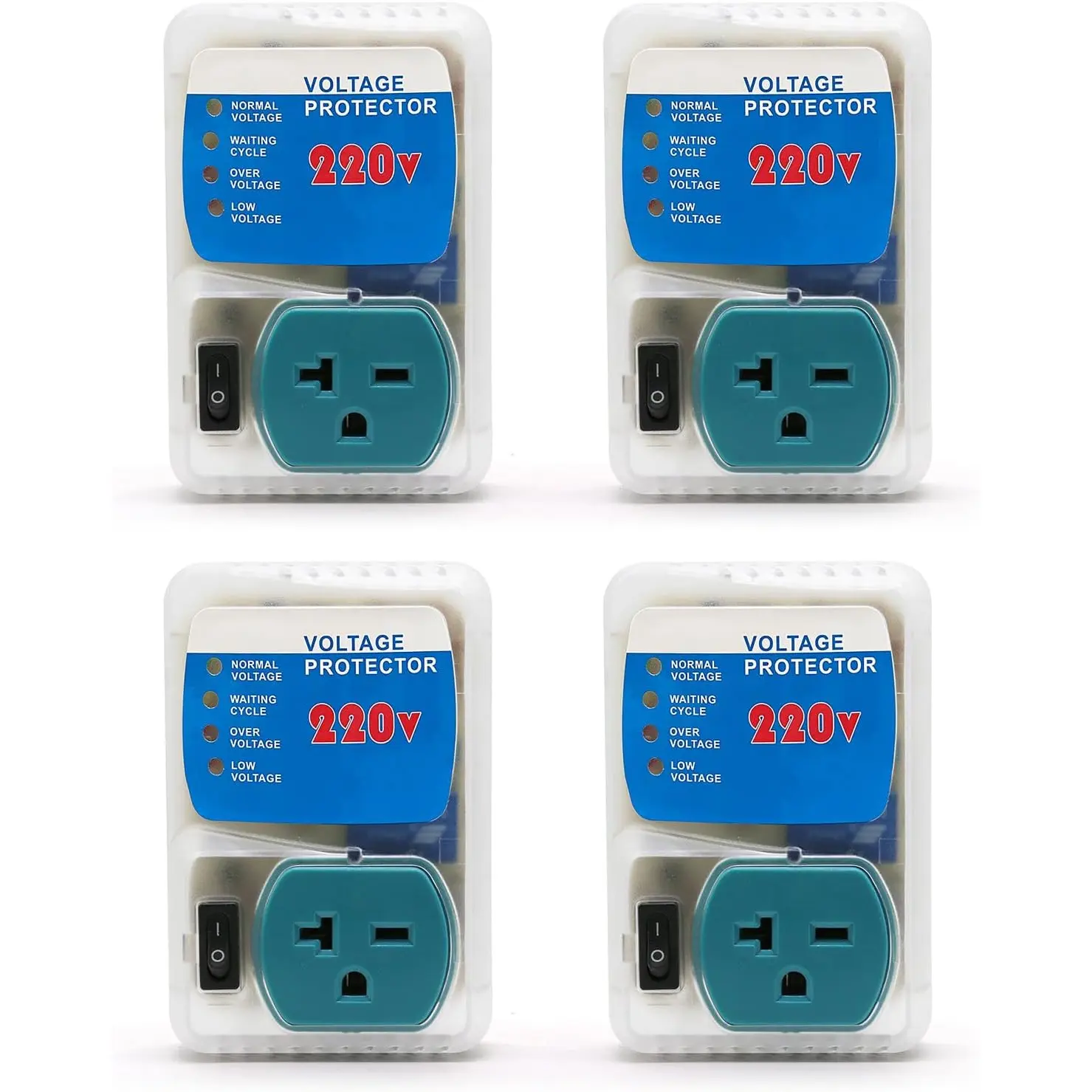 [ETL Listed]  Electronic Surge Protector for Home Appliance,Voltage Protector Suit for Refrigerators and Freezers, Voltage Brownout Outlet 220V 15A,1800Watts(4 Pack)