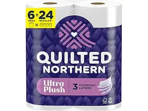Household Ultra Plush Toilet Paper Pack - 6 Mega Rolls, 3-Layer Soft & Strong Bath Tissue, Thick Absorbent, Septic-Safe Bathroom Tissue