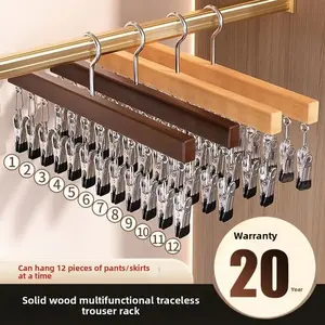 12 Hooks Bra Hanger Rack, Space Saving Hangable Wooden Clothes Hanger, Underwear Belt Holder, Closet Organizer for Dormitory Home Storage