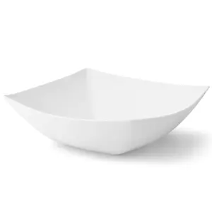 Square Fancy White Serving Bowl - 4 Pack