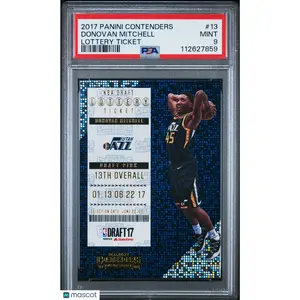 2017-18 Panini Contenders DONOVAN MITCHELL Rookie RC Lottery Ticket #13 PSA 9