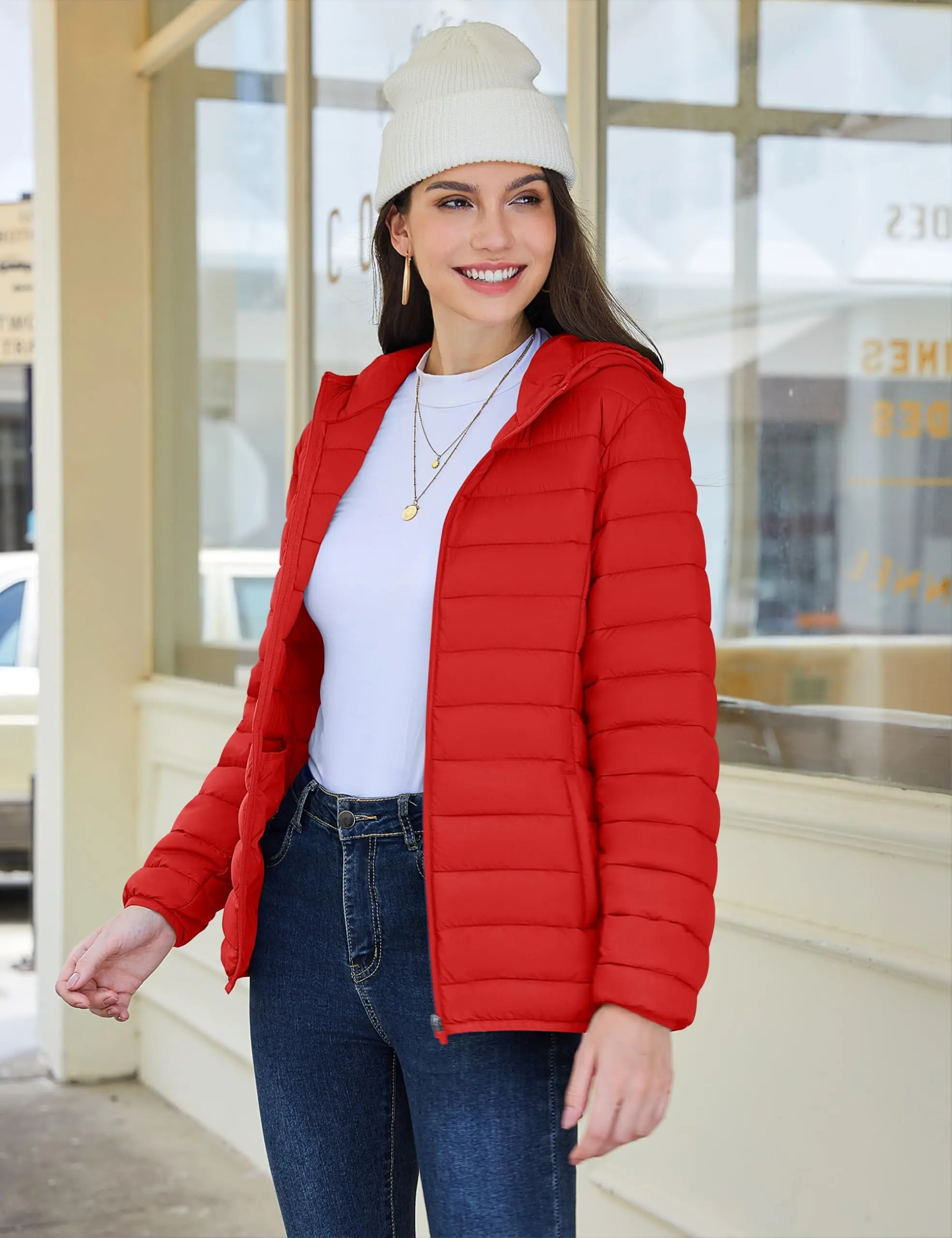 YUCOLEN Womens Puffer Jacket with Hood Quilted Lightweight Packable Coat