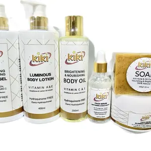 Kiki Face and Body Skincare Set - Luminous Body Lotion & Brightening Body Oil with Vitamin A E - Soap Included - Skin Care Routine