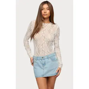 Edikted Women's Rosalinda Sheer Lace Bodysuit