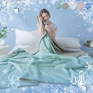 Double-Sided Cooling Blanket for Summer - Ultra Soft & Breathable Throw Blanket for Bed, Sofa, Travel - Lightweight Air Conditioning Blanket for Sleeping, Office & Camping