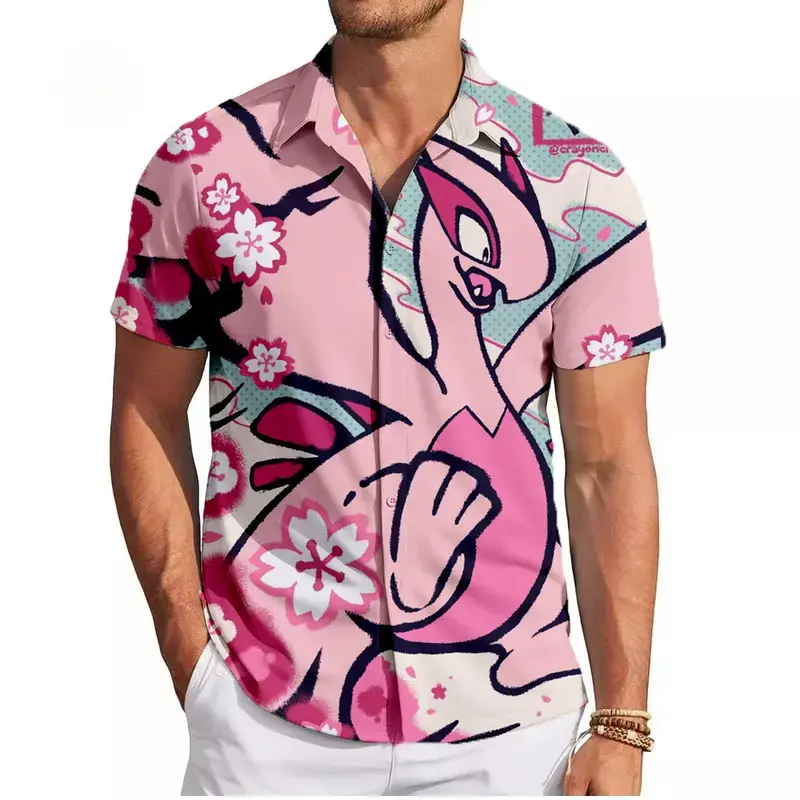 Sakura Lugia PKM Hawaiian Shirt, Cool Summer Anime Vibes for Men & Fans