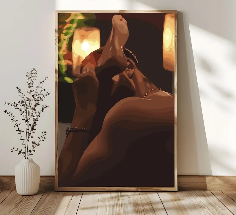 Black Couple Poster, African Love Art, Romantic Wall Print