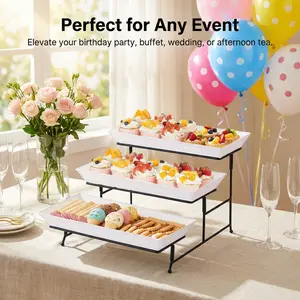 3-layer dessert display stand, made of unbreakable plastic material, can hold fruits, candies, nuts, desserts, etc., suitable for birthdays, weddings, parties. Organiser Racks