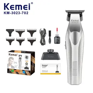 Men's Wireless Hair Clipper Km-3023-702, Black Titanium-Plated Ceramic Blade，Metal Body, 9000 Rpm, Skin-Safe，DLC Coated Blade, Rounded Blade Tips,USB Charging, LCD Display, Includes 5 Trimmer Combs