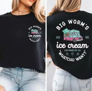 Men's Soft Cotton Classic Round Neck Short-Sleeve Tshirt - Casual Fit, Personalized Big Worms Retro 90s Comedy Movie Quote, Streetwear Ice Cream Truck Hustle Inspired Graphic Tee