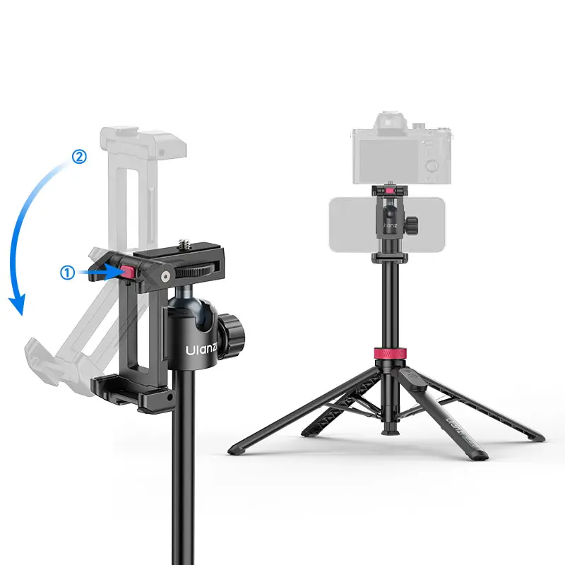 ULANZI MT-44B 0.01s Auto Pop Open Phone Tripod with Remote,  59'' Selfie Stick Tripod w Dual Mount for Phone & Camera for Vlog/Live/Travel, Cell Phone Stand 360° Ball Head for iPhone 17Pro Max/Android summerwins