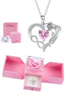 Infinite love heart necklace&rose pendant paired with a rose gift box, suitable for daily wear and holiday gifts, a special gift for wives, mothers, and girlfriends.