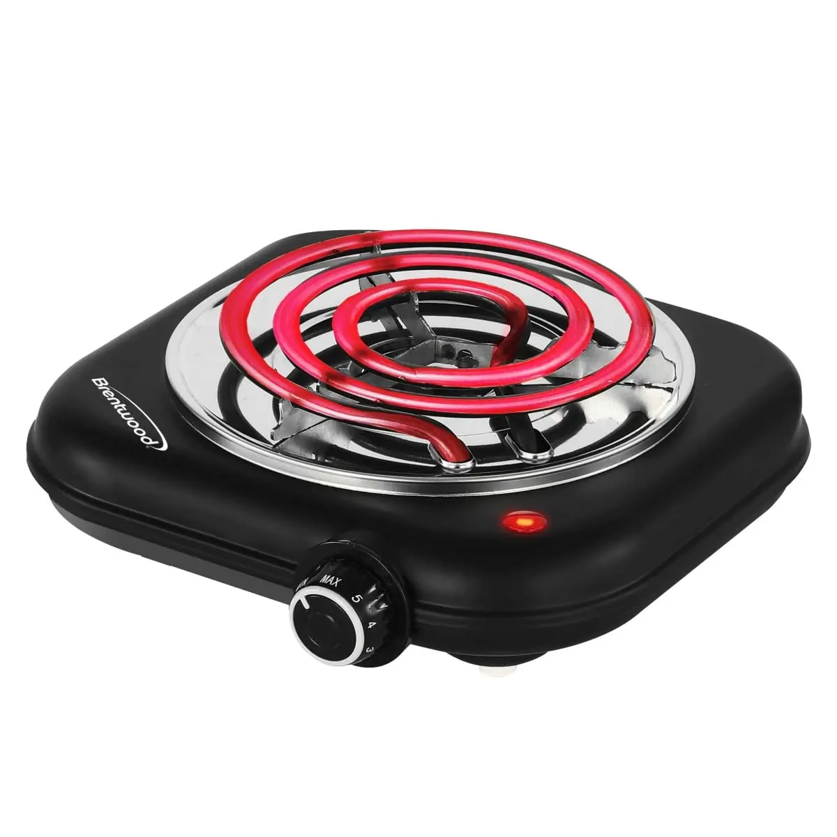 Brentwood TS-323BK Compact Countertop Single Coil Burner - 1100W Power Corded Unit, Adjustable Heat, Black