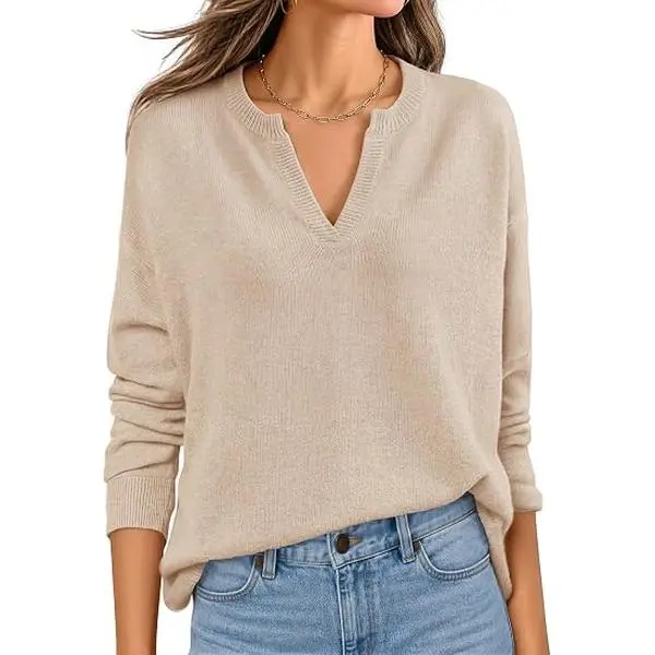 ZESICA Women's Fall Winter Sweaters Long Sleeve V Neck Loose Pullover Tops | Batwing, Ribbed Knit, Solid Color Oversized Sweater, Casual Daily, Business Work Office Pullover Jumpers, 2026 Trendy Clothes