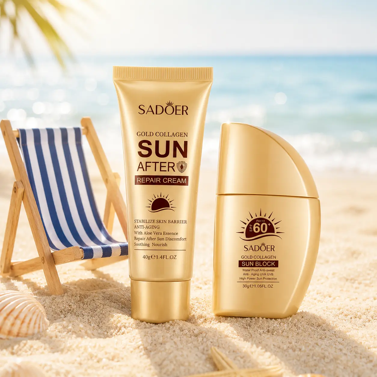 Daily Sun Care Kit, SPF 60+ Sunscreen with After Sun Cream, Lightweight Moisture Feel, Compact Travel Size Skincare Set for Beach Outdoor Commute