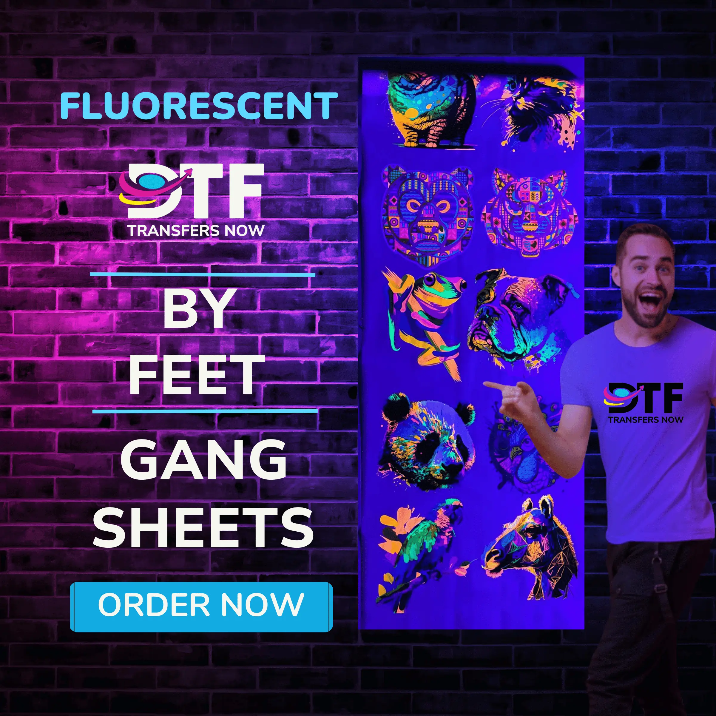 Fluorescent DTF Transfer - Gang Sheet