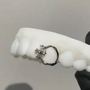 Custom Cross Open Face Teeth Grillz 925 Silver Hiphop Grillz